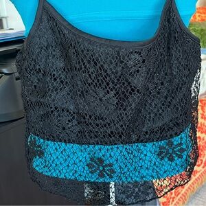 Younique Black Crochet Lace Overlay Tank Top
